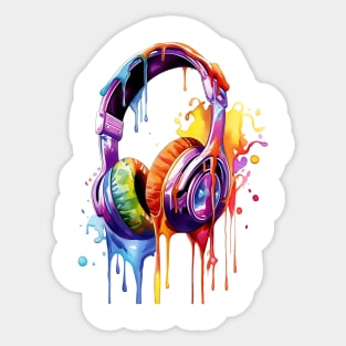 Retro Melting Headphones Sticker